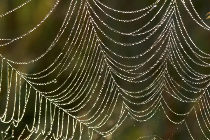 Spinnennetz mit Tautropfen, Spider`s web with dewdrops, Wassertropfen, Regentropfen, drop of water, drop of rain