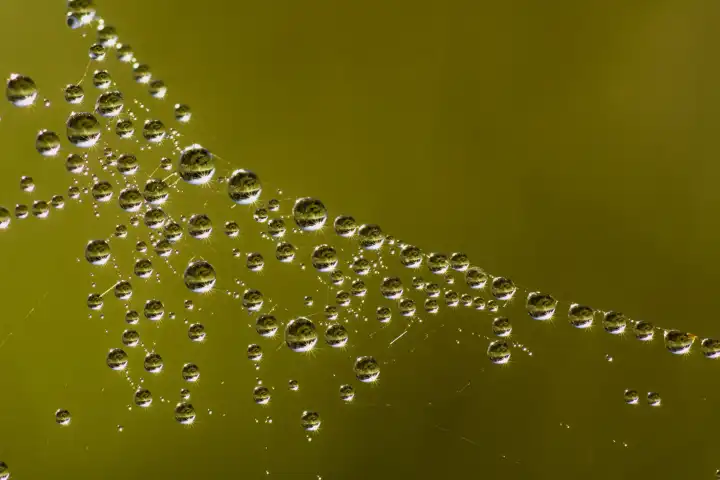 Spinnennetz mit Tautropfen, Spider`s web with dewdrops, Wassertropfen, Regentropfen, drop of water, drop of rain