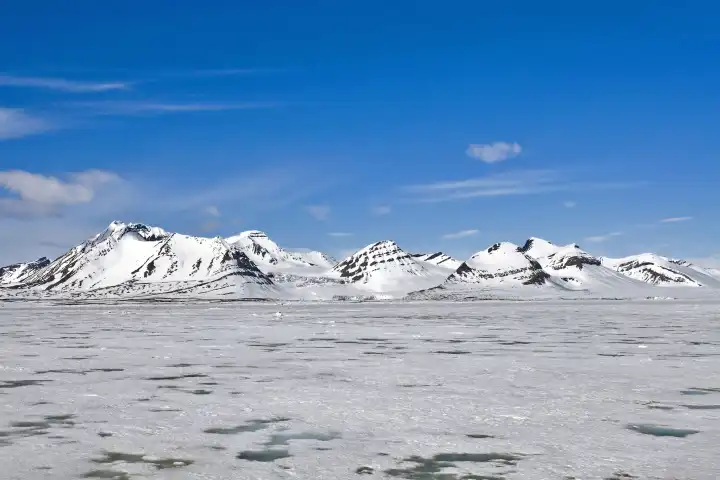 Landscape and ice from Hornsund, south-western Spitsbergen, Svalbard, Norway