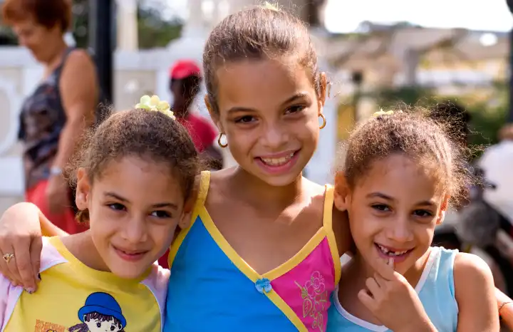 Children smiling and having fun in Cienfuegos Cuba