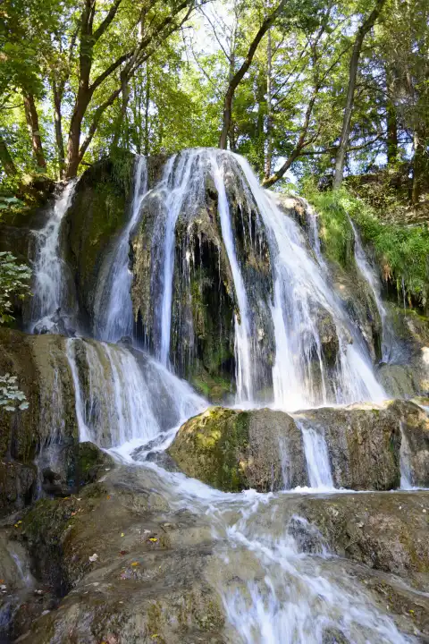 Natural monuments waterfall and rock formation Lucansky travertine, also Lucky, district Ruzomberok, region Liptov, Slovakia