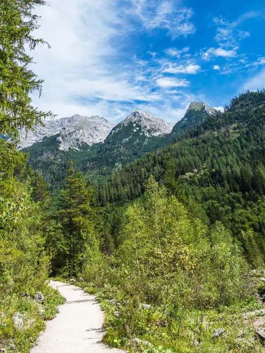 Hiking trail in the Klausbach valley in Berchtesgadener Land.