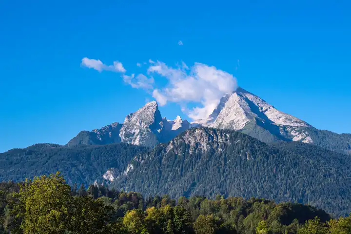 Blick auf den Berg Watzmann im Berchtesgadener Land.