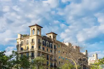 Historic buildings in the city of Barcelona, Spain.           