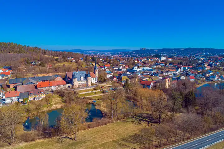 Air view of Coburg town, Bavaria, Germany