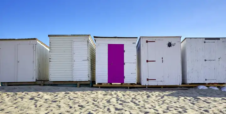 Beach stalls on the North Sea beach in Holland