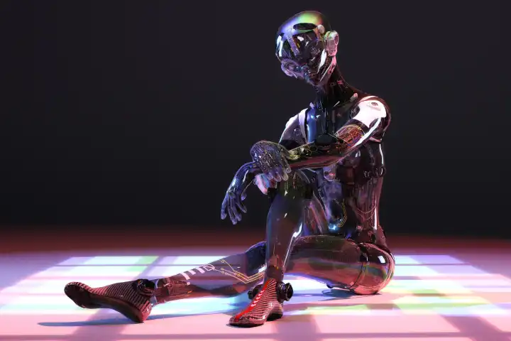 Künstlerische Darstellung eines humanoiden Roboters mit künstlicher Intelligenz