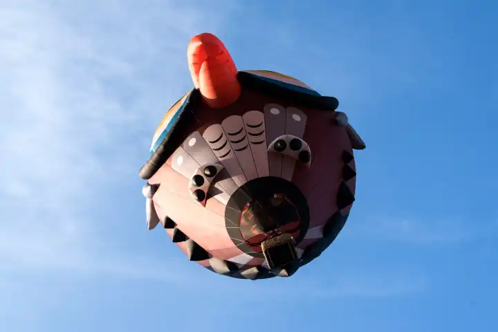 KIEL, GERMANY - JUNE 17, 2023: During the Kieler Woche 2023 Hot Air Balloons take off at the International Balloon Sail. 