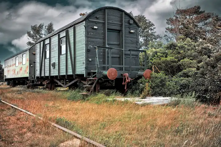 old disused train line of the former Darßbahn near Bresewitz just before the peninsula Fischland-Darß
