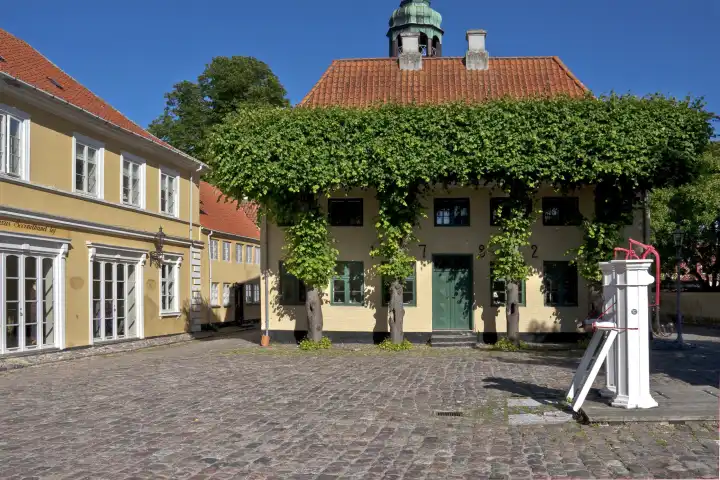 Old fountain on the market place in Ärösköbing, on the island of Ärö/Denmark