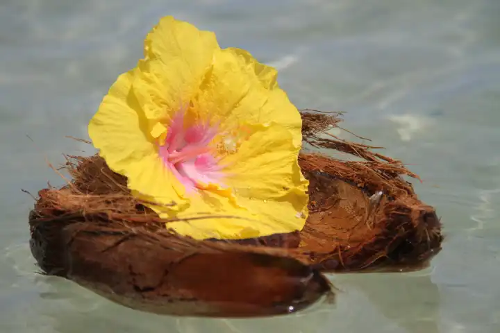 Hibiscus flower and coconut