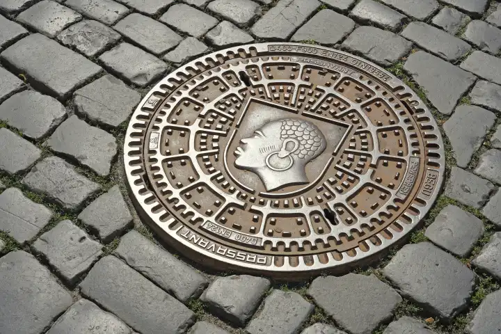 Manhole cover of the city of Coburg
