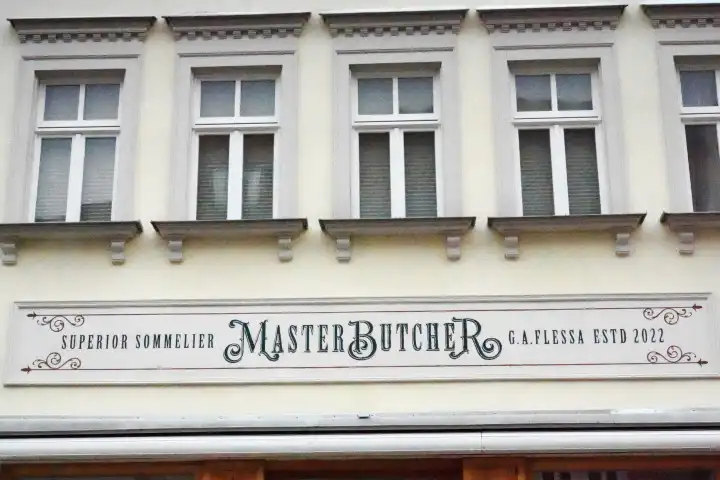 Schriftzug Master-Butcher -Metzgermeister
