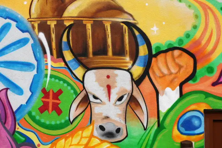 Indisches Lokal mit Wandmalerei