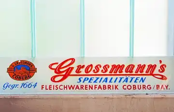 Werbeschild Grossmanns Spezialitäten Coburg