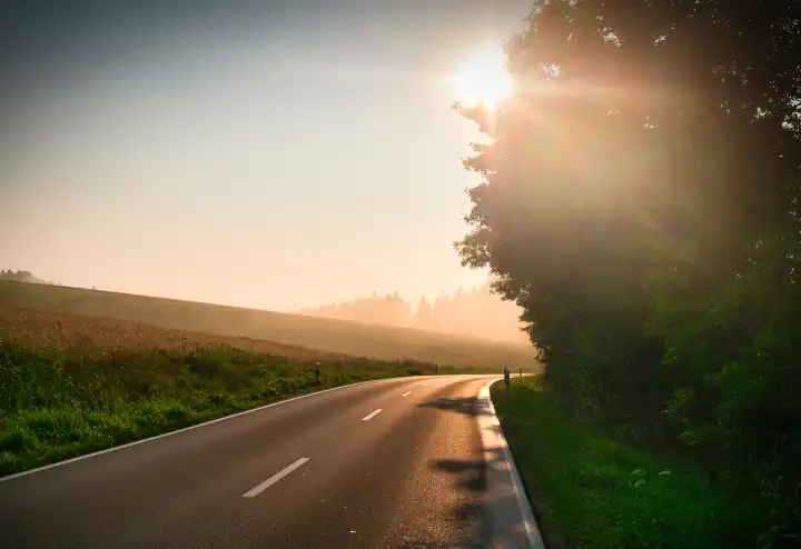 Country road at sunrise