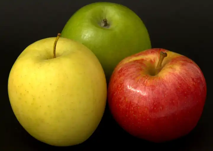 red green and yellow apple