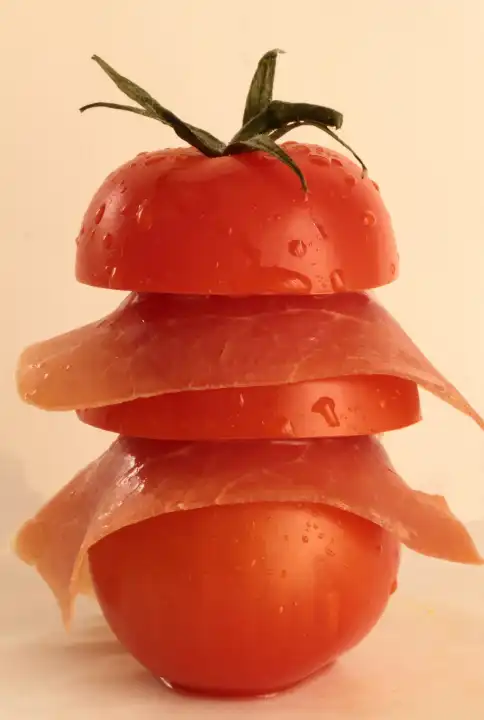 tomaten turm mit schinken