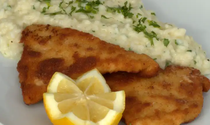 breaded fish with italien rice