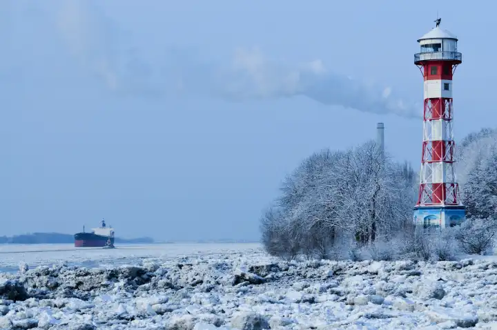 Lighthouse Wittenbergen in Winter
