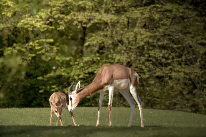 Mhorrgazelle, mother and fawn in Hellabrunn Munich
