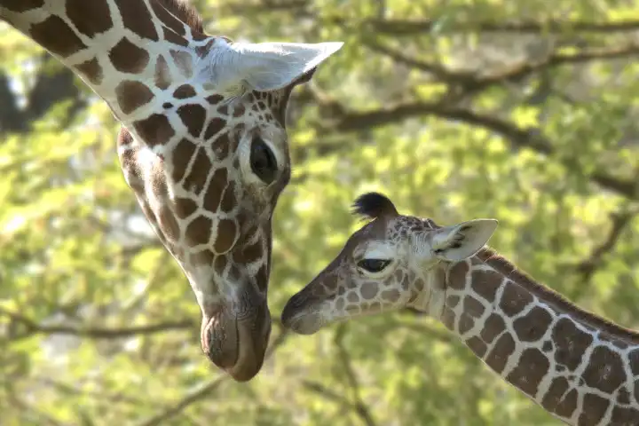 Baby giraffe with mother, Hellabrunn Munich