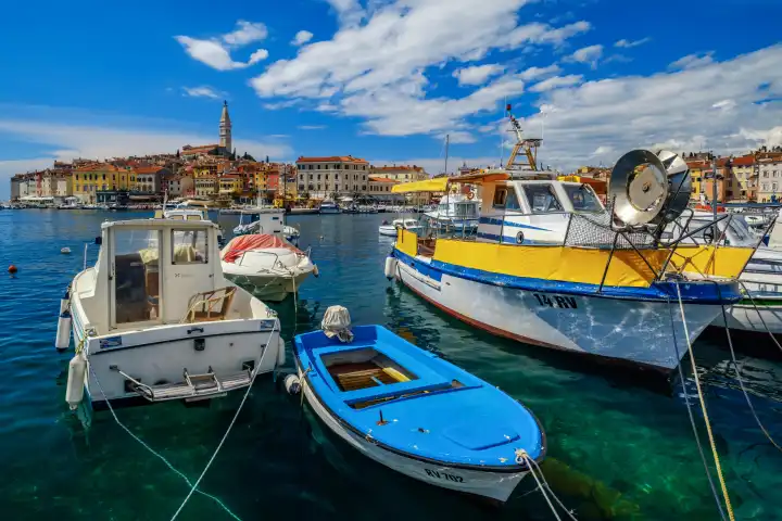 boats in the harbour of Rovinj