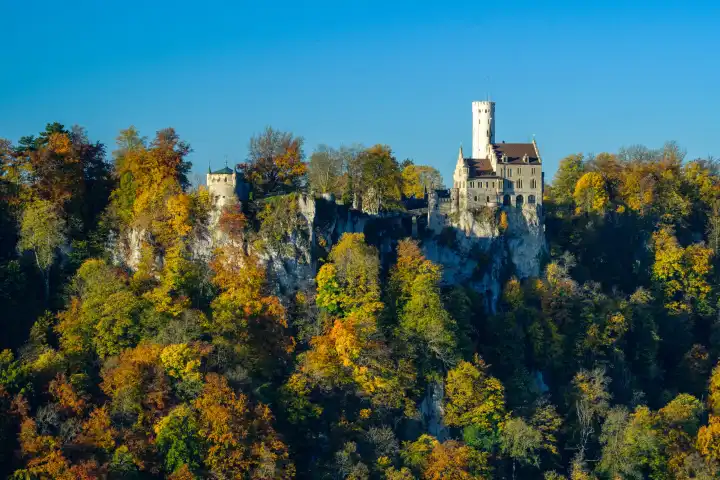 castle lichtenstein in autumn