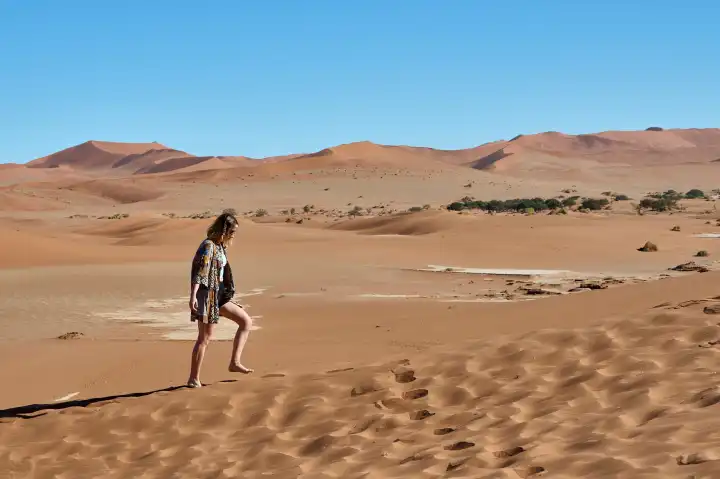 Young woman in Sossusvlei, Namibia
