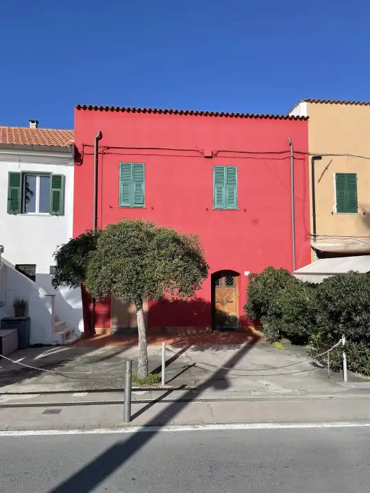 Red house in Santo Stefano al Mare, Imperia Liguria Italy