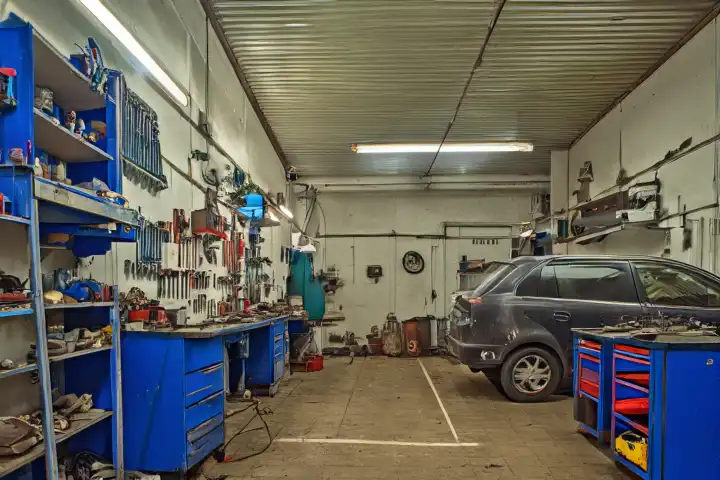 Untidy garage, AI generated,