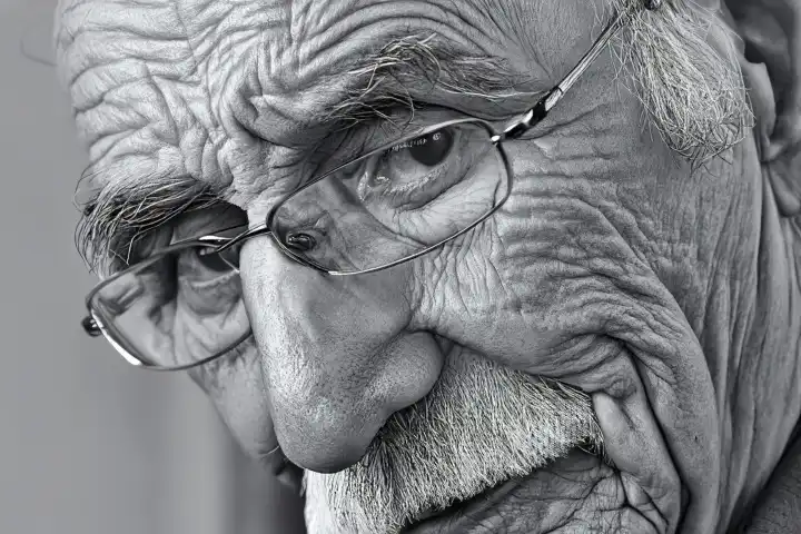 Portrait eines alten Mannes, KI generiert,