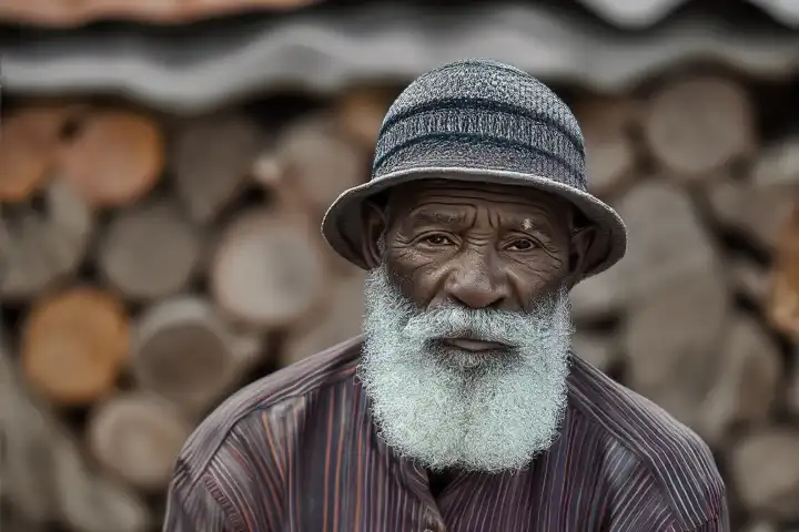 Khorog, Tadschikistan, farbiges Foto des alten Mannes mit grauem Bart in Khorog, Tadschikistan. KI generiert