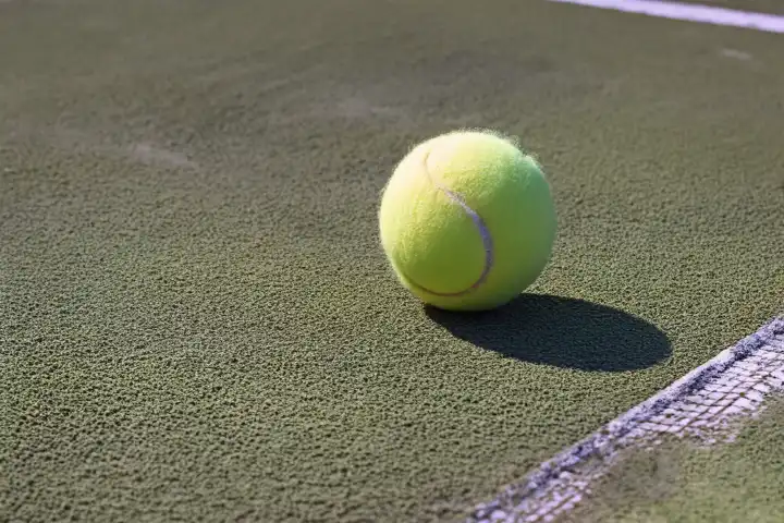 Tennis Ball auf dem Court, KI generiert,
