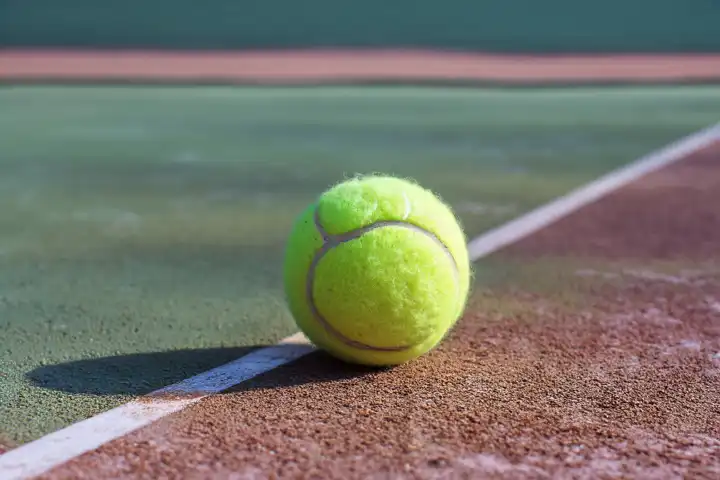 Tennis ball on the court, AI generated,