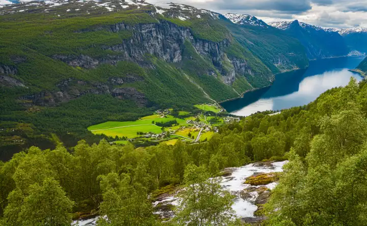 Fjord landscape in Norway, generated with AI