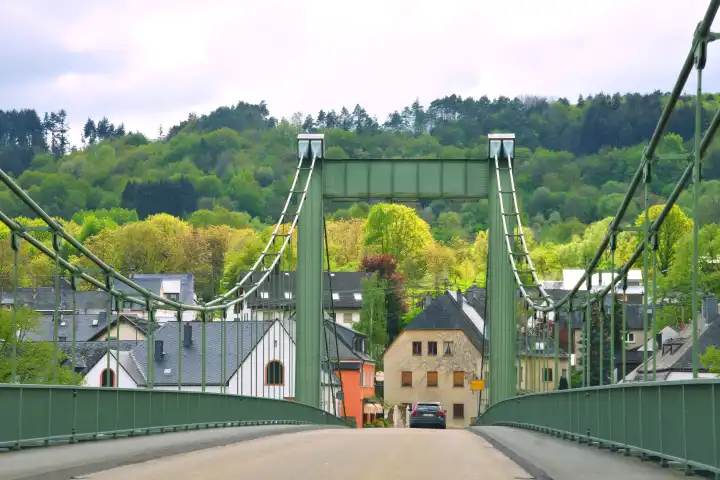 green bridge in the wine village of Wehlen near Bernkasel on the Moselle