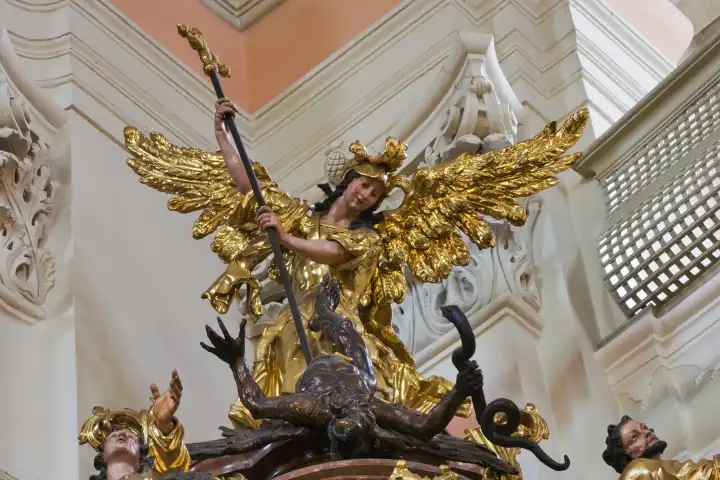 figure from archangel Michael in the Garnisons church in Graz, Styria, Austria, Europe