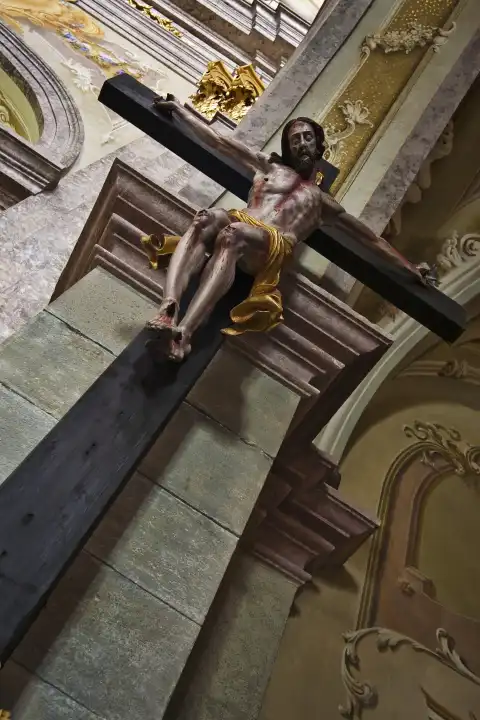 cross in the basilica on the Sonntagsberg, Mostviertel Region, Lower Austria, Austria, Europe