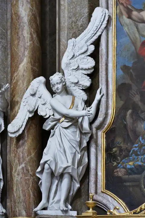 engel statue in the basilica on the Sonntagsberg, Mostviertel Region, Lower Austria, Austria, Europe
