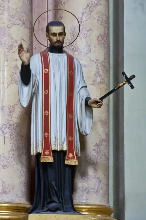 Saint statue in the basilica on the Sonntagsberg, Mostviertel Region, Lower Austria, Austria, Europe