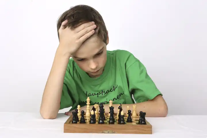 Schach spielender Junge