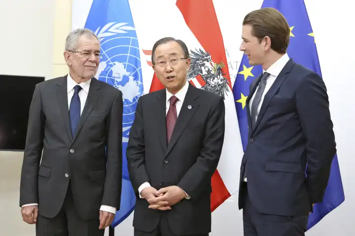 Treffen des designierten BP Alexander van der Bellen, UNO-GS Ban Ki-moon und AM Sebastian Kurz am 07.12.2016 in Wien