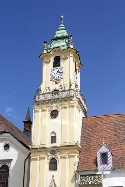 Turm des alten Rathauses in Bratislava, Slowakei