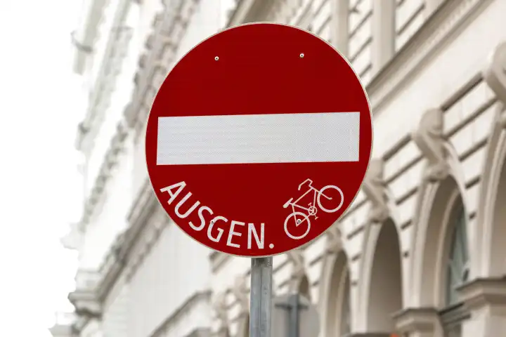 Traffic sign, entry prohibited except cyclists