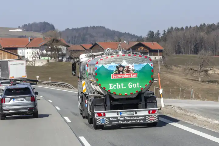 Milk car mountain farmer milk, Berchtesgadener Land, Bavaria, Germany