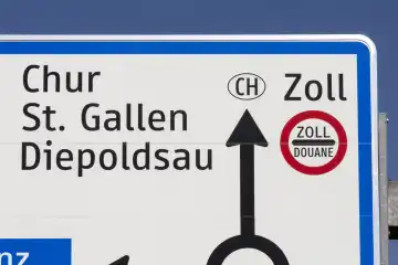 Traffic sign, directional sign swiss customs