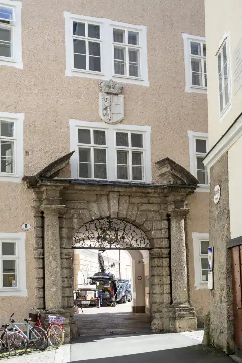 Chiemseehof, entrance to the provincial government, Salzburg City, Austria