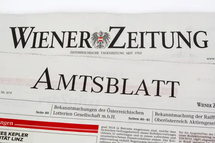 Wiener Zeitung with official gazette, Austrian daily newspaper