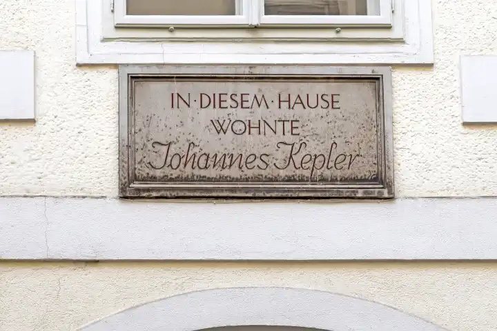 Plaque, Johannes Kepler Wohnhaus, Linz, Upper Austria, Austria